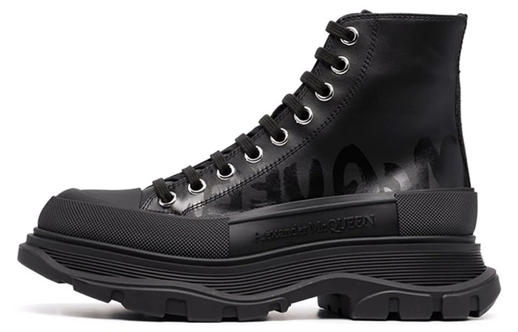 (Women) Alexander McQueen Tread Slick High-Top Boots 'Black' 679529WIABD1000