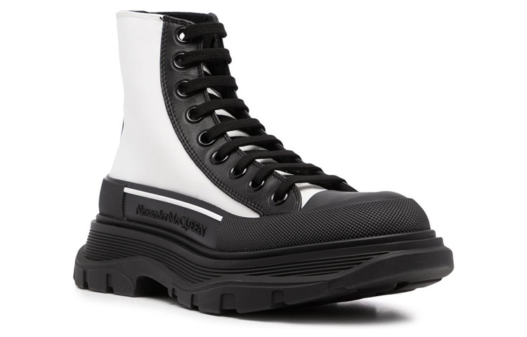 Order (W) Sepatu Tinggi Alexander McQueen Tread Slick 'Putih Hitam' 666809W4RK19360