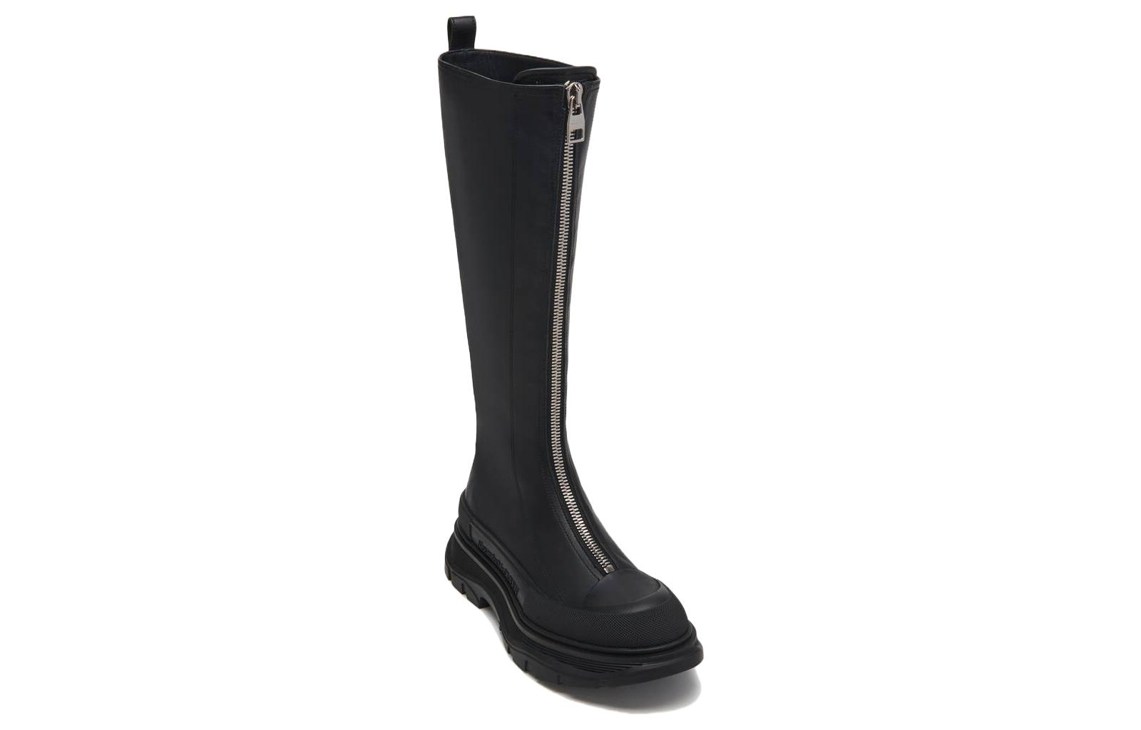 Order (W) Alexander McQueen Tread Slick Haut ''Cuir Noir Zip'' 766902WHZ6U1000