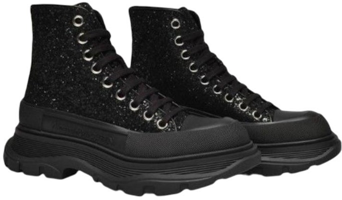 (W) 亚历山大·麦昆 Tread Slick 高帮 '黑色闪光' 666806-W4JF4-1000 Lookbook (W) 亚历山大·麦昆 Tread Slick 高帮 '黑色闪光' 666806-W4JF4-1000