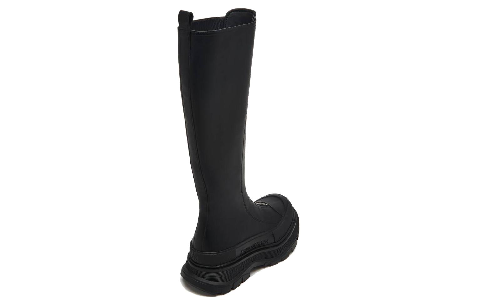Shop (W) Alexander McQueen Tread Slick Haut ''Cuir Noir Zip'' 766902WHZ6U1000