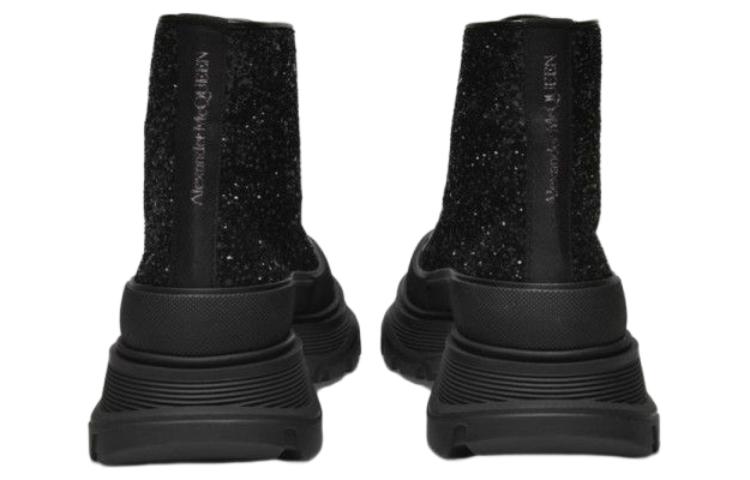 Shop (W) Alexander McQueen Tread Slick Tinggi 'Hitam Glitter' 666806-W4JF4-1000