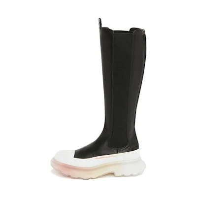 (W) Alexander McQueen Tread Slick High 'Gradient Black and White Chelsea'