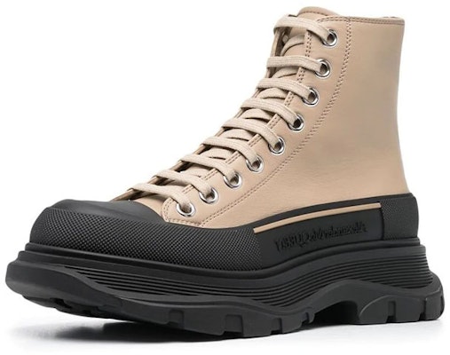 (Women) Alexander McQueen Tread Slick High 'Taupe Black Leather' 633900WHZ622615 Order (Women) Alexander McQueen Tread Slick High 'Taupe Black Leather' 633900WHZ622615
