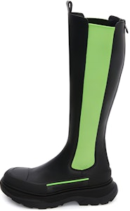 Alexander McQueen亞歷山大·麥昆 Tread Slick 皮革 高筒靴 女式 黑綠色 Buy Alexander McQueen亞歷山大·麥昆 Tread Slick 皮革 高筒靴 女式 黑綠色