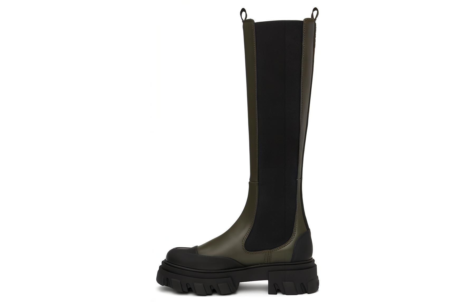 (Women) Alexander McQueen Tread Slick Knee High Boot 'Khaki Black' 666410-WHZ66-3241