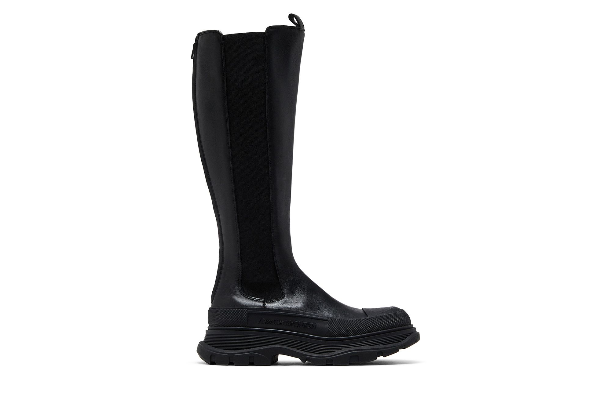 (Women) Alexander McQueen Tread Slick Knee High Boot 'Black' 666410-WHZ66-1000