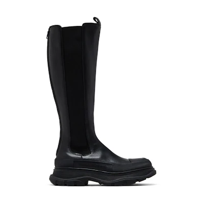 (W) Alexander McQueen Tread Slick Knee High Boot 'Black'