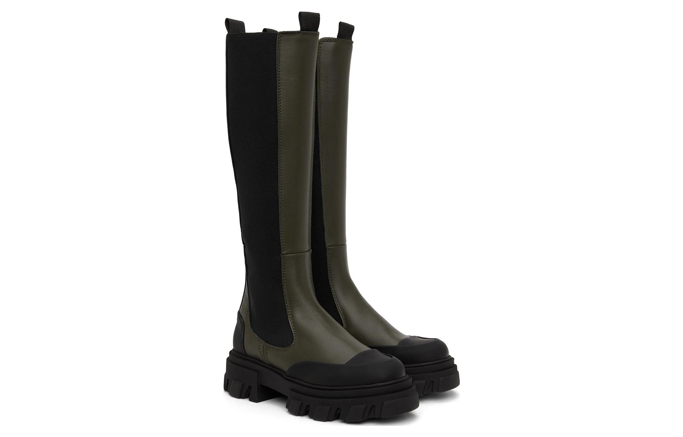 (W) Alexander McQueen Tread Slick Knee High Boot 'Khaki Black' 圖 3