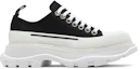 Buy 亞歷山大麥昆 Alexander McQueen Tread Slick 帆布 系帶圓頭復古 短筒 馬丁靴 女款 黑白