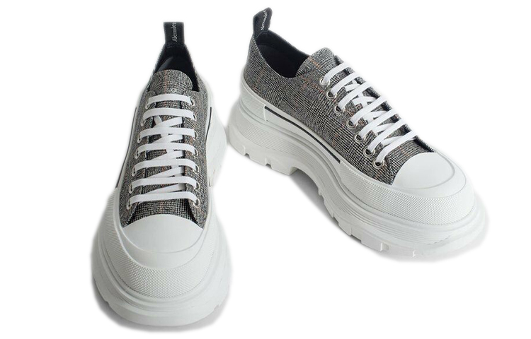 (W) Alexander McQueen Tread Slick Lace Up 'Black White' 圖 4