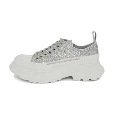 (W) Alexander McQueen Tread Slick Lace Up 'Holo Silver Glitter'