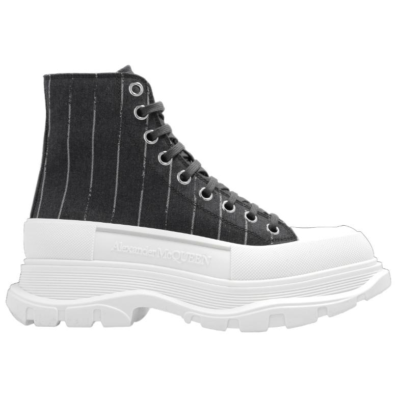 (W) Alexander McQueen Tread Slick Lace Up Ankle Sneakers 'Black Striped' 圖 2