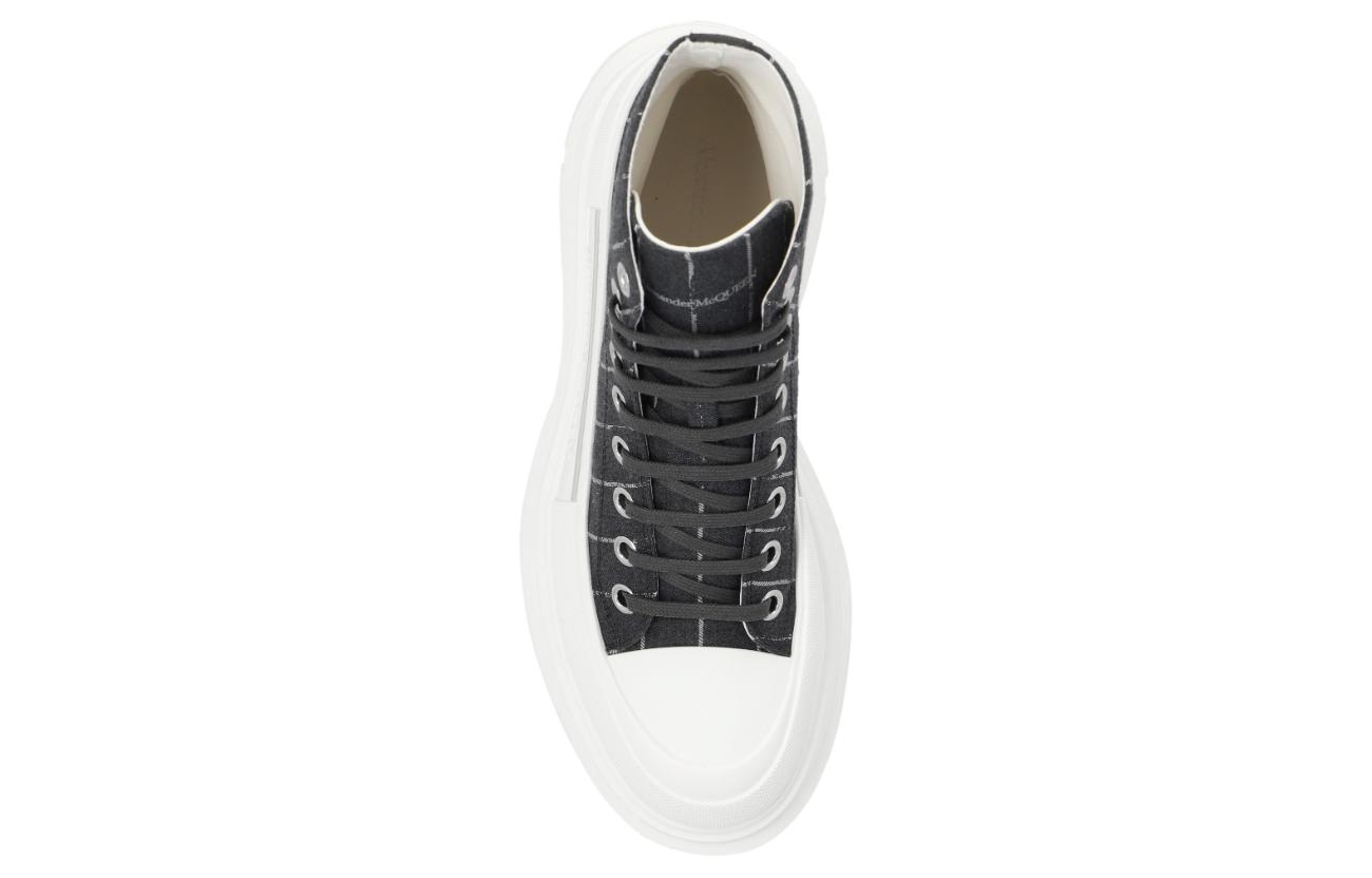 (W) Alexander McQueen Tread Slick Lace Up Ankle Sneakers 'Black Striped' 圖 4