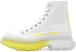 (Women) Alexander McQueen Tread Slick Lace Up Boot Leather White Lichen Yellow Gradient 702041WHZ6E8943 (Women) Alexander McQueen Tread Slick Lace Up Boot Leather White Lichen Yellow Gradient 702041WHZ6E8943
