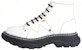 (W) Alexander McQueen Tread Slick Lace Up Boot 'Ivory Black' - But Hitam Gading 595469-WHZ81-9089