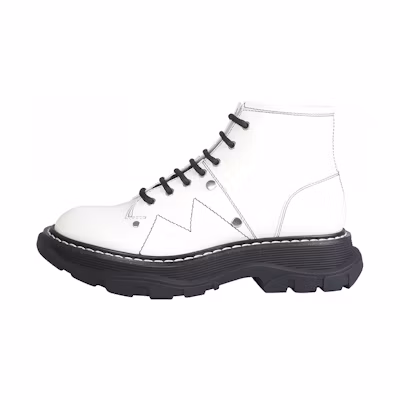 (W) Alexander McQueen Tread Slick Lace Up Boot 'Ivory Black'