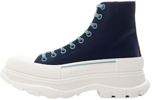 (Women) Alexander McQueen Tread Slick Lace Up Boot Blue White 688535W4SC24536 (Women) Alexander McQueen Tread Slick Lace Up Boot Blue White 688535W4SC24536