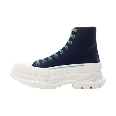 (W) Alexander McQueen Tread Slick Lace Up Boot Blue White