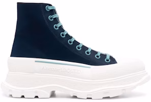 (Women) Alexander McQueen Tread Slick Lace Up Boot Blue White 688535W4SC24536 (Women) Alexander McQueen Tread Slick Lace Up Boot Blue White 688535W4SC24536