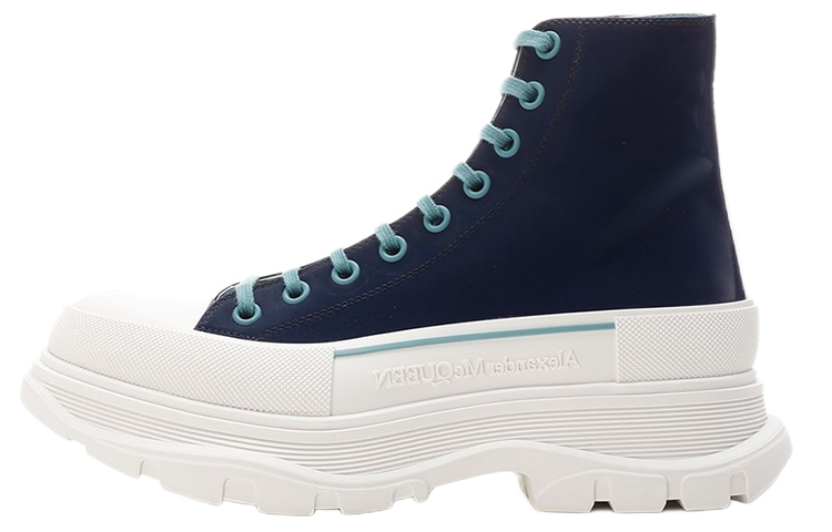 (Women) Alexander McQueen Tread Slick Lace Up Boot Blue White 688535W4SC24536