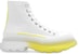 (W) Alexander McQueen Tread Slick Lace Up Boot Leather Putih Hijau Kuning Gradasi 702041WHZ6E8943