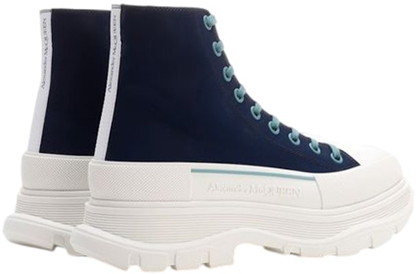 (W) 亚历山大·麦昆蓝白色Tread Slick系带靴 688535W4SC24536 Purchase (W) 亚历山大·麦昆蓝白色Tread Slick系带靴 688535W4SC24536