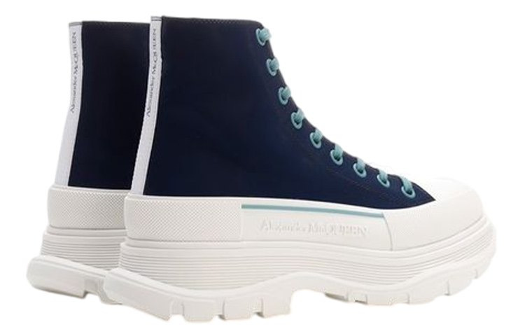 Purchase (Women) Alexander McQueen Tread Slick Lace Up Boot Blue White 688535W4SC24536
