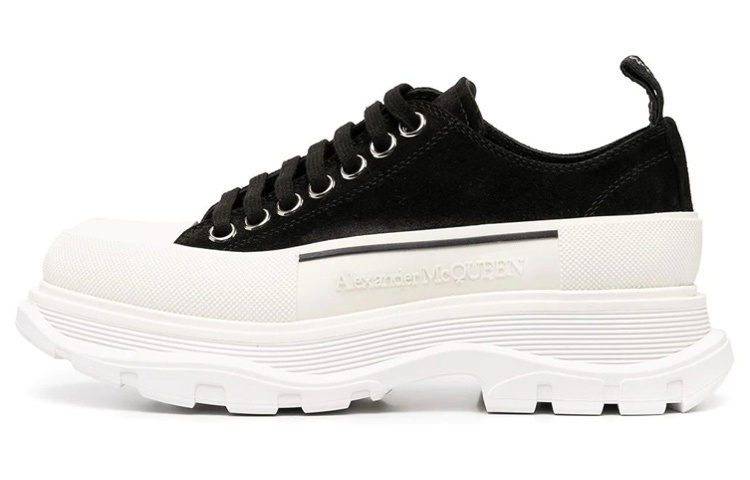 Buy (W) 알렉산더 맥퀸 트레드 슬릭 블랙 화이트 로우탑 (78 characters) 633902WHBGU1071