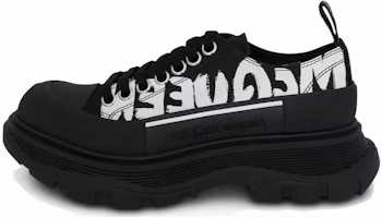 (Women) Alexander McQueen Tread Slick Lace Up Low 'McQueen Graffiti Logo - Black' 676711-W4RQ2-1006 (Women) Alexander McQueen Tread Slick Lace Up Low 'McQueen Graffiti Logo - Black' 676711-W4RQ2-1006