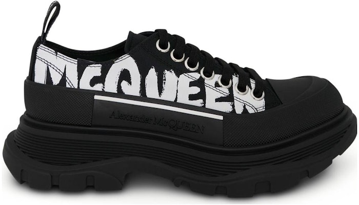(Women) Alexander McQueen Tread Slick Lace Up Low 'McQueen Graffiti Logo - Black' 676711-W4RQ2-1006 Order (Women) Alexander McQueen Tread Slick Lace Up Low 'McQueen Graffiti Logo - Black' 676711-W4RQ2-1006