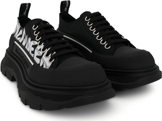 (Women) Alexander McQueen Tread Slick Lace Up Low 'McQueen Graffiti Logo - Black' 676711-W4RQ2-1006 Lookbook (Women) Alexander McQueen Tread Slick Lace Up Low 'McQueen Graffiti Logo - Black' 676711-W4RQ2-1006