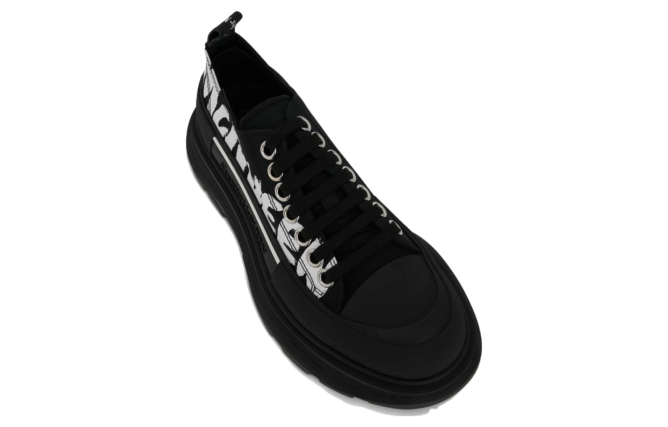 Shop (W) Alexander McQueen Tread Slick Low 'Logo Grafiti McQueen - Hitam' 676711-W4RQ2-1006