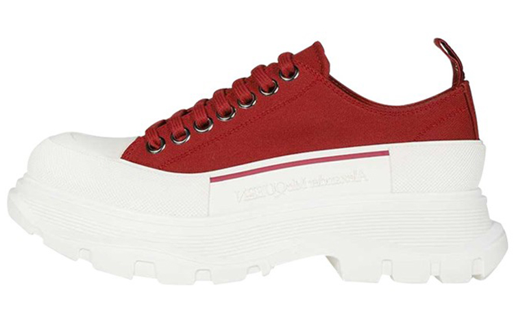 (Women) Alexander McQueen Tread Slick Low Lace Up 'Dark Red White' 611705W4MV25115