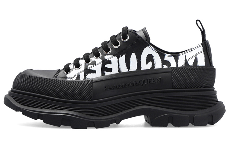(Women) Alexander McQueen Tread Slick Low Lace Up Shoes 'Black White' 679530WIABD1006