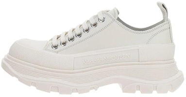 (Women) Alexander McQueen Tread Slick Low Lace Up White Leather 702042WHZ627906 (Women) Alexander McQueen Tread Slick Low Lace Up White Leather 702042WHZ627906