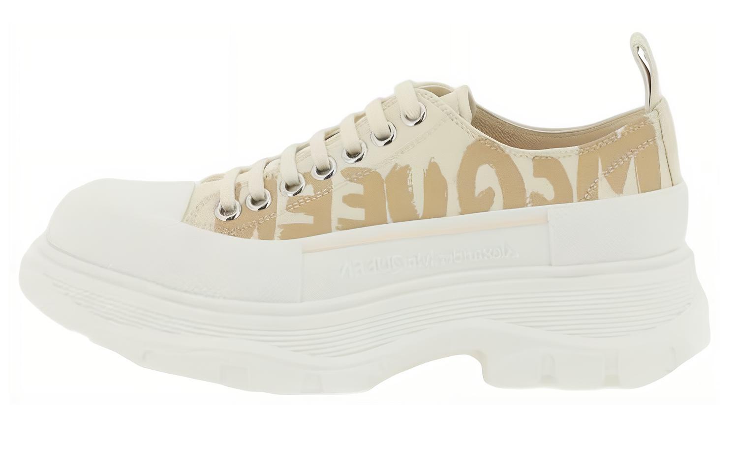 (Women) Alexander McQueen Tread Slick Lace Up 'McQueen Graffiti Logo - Beige' 708753W4RQ22257