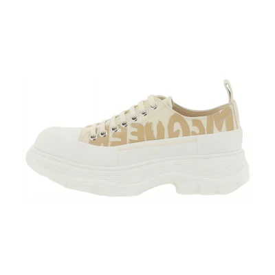 (W) Alexander McQueen Tread Slick Lace Up 'McQueen Graffiti Logo - Beige'