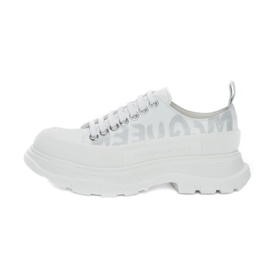 (W) Alexander McQueen Tread Slick Low Lace Up Canvas Graffiti 'White Grey'