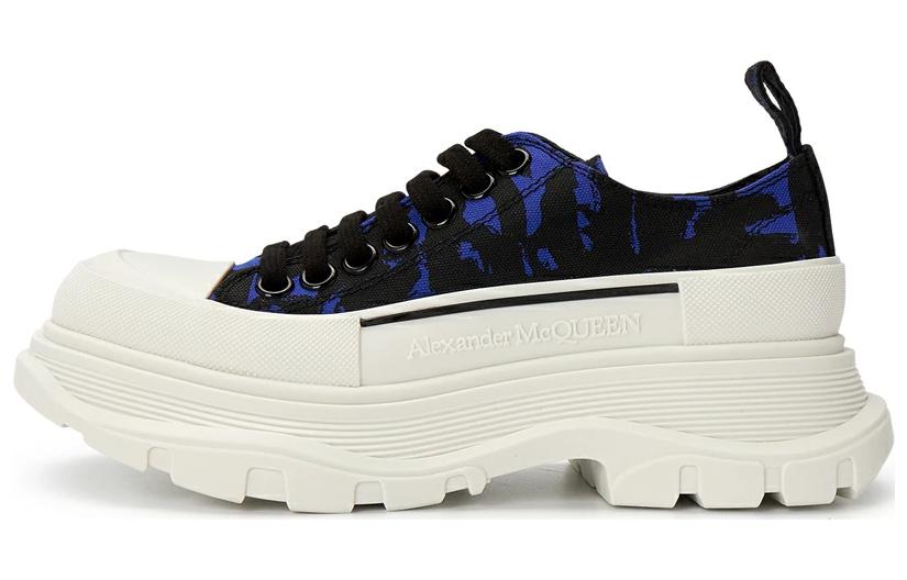 (Women) Alexander McQueen Tread Slick Low Lace Up 'Graffiti Logo - Blue Black' 708093-W4TG5-4593