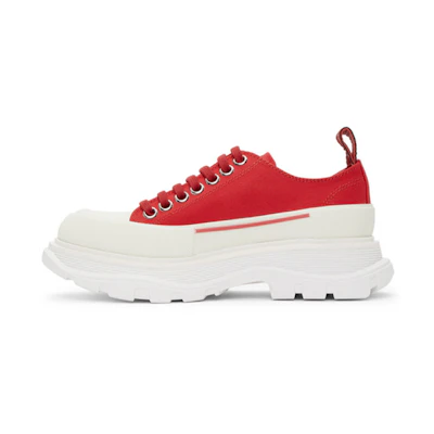 (W) Alexander McQueen Tread Slick Low Lace Up 'Red White'