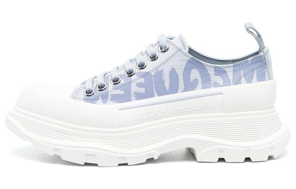 (Women) Alexander McQueen Tread Slick Low Lace Up Graffiti Shoes 'Blue White' 708753W4RQ24632