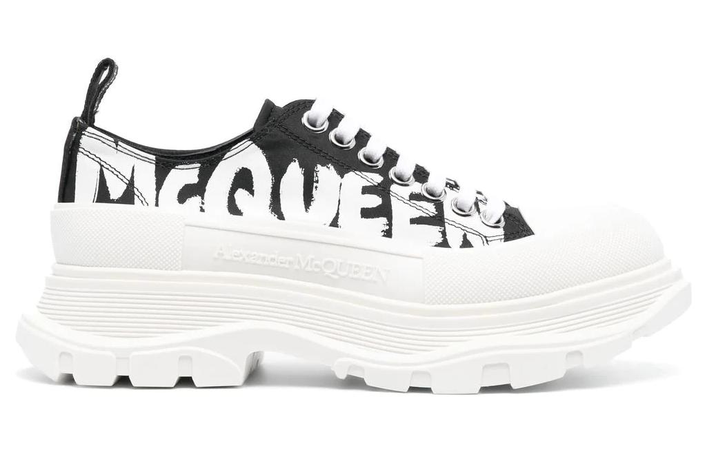 Order (Women) Alexander McQueen Tread Slick Low Lace Up Graffiti Shoes 'White Black' 708753W4RQ21041