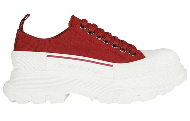 Order (W) Alexander McQueen Tread Slick Low Lace Up ''Rosso Scuro Bianco'' 611705W4MV25115