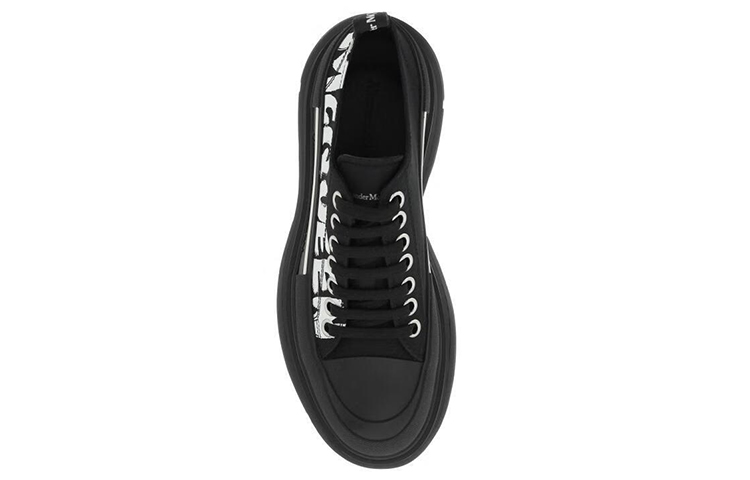 Order (W) Alexander McQueen Tread Slick Low Lace Up Sepatu Grafiti 'Hitam Putih' 708753W4RQ21006