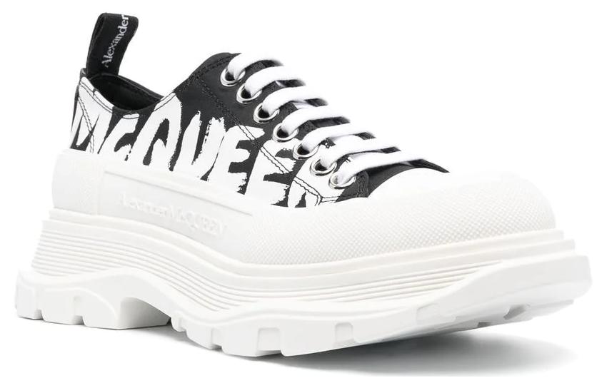Lookbook (Women) Alexander McQueen Tread Slick Low Lace Up Graffiti Shoes 'White Black' 708753W4RQ21041