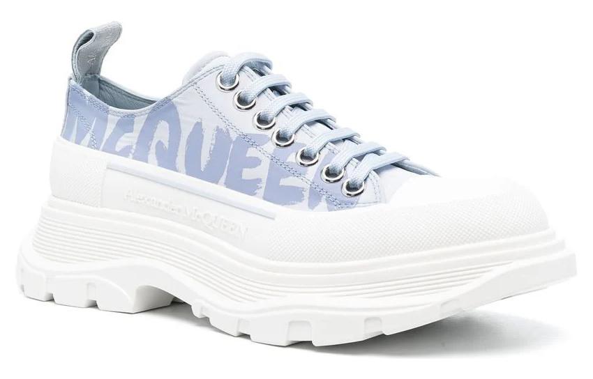 Lookbook (W) Alexander McQueen Tread Slick Low Graffiti Schoenen ''Blauw Wit'' 708753W4RQ24632