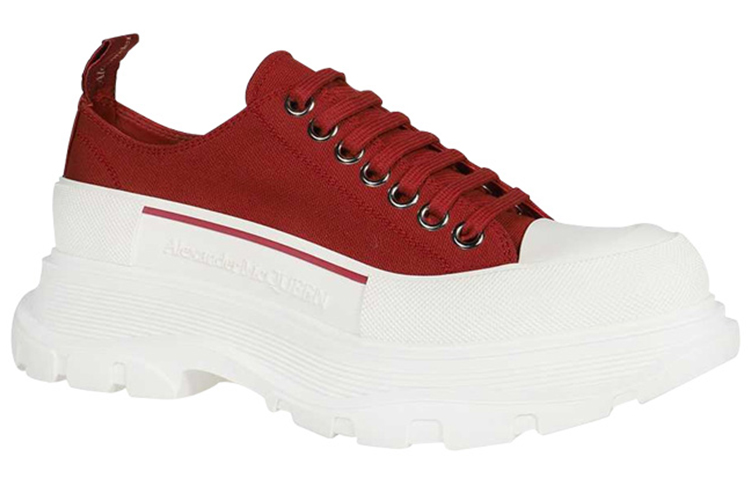 Lookbook (W) Alexander McQueen Tread Slick Low Lace Up ''Rosso Scuro Bianco'' 611705W4MV25115