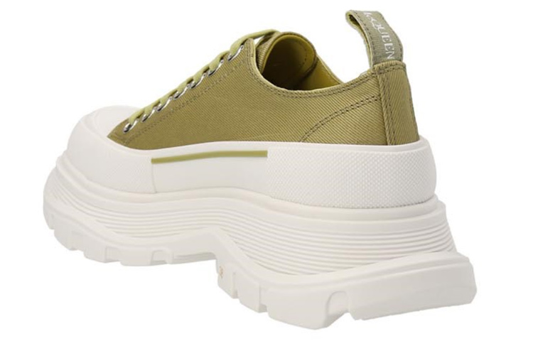 Shop (W) Alexander McQueen Tread Slick Low Olive Grün Weiß Schnürschuhe 697072W4U313809