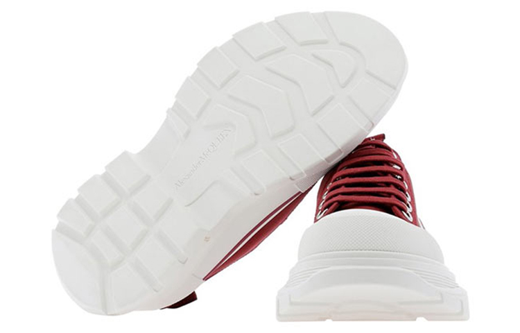 Purchase (W) Alexander McQueen Tread Slick Low Lace Up ''Rosso Scuro Bianco'' 611705W4MV25115